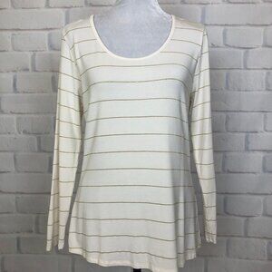 Matilda Jane Glitz & Glamour Ivory Gold Striped Tee Size S